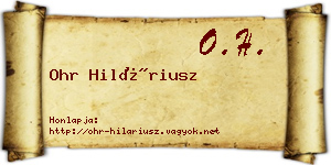Ohr Hiláriusz névjegykártya